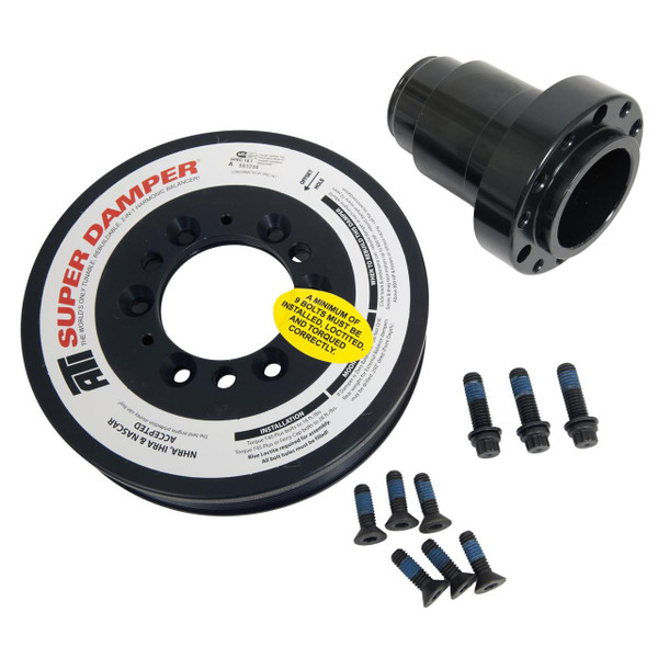 ATI Super Damper Serpentine Series harmonic balancers are patented and feature grooves for serpentine belts machined into the outer damper shell. The dampers come with six outer grooves for standard OEM drive systems—but eight and 10 grooves are available for supercharger or turbo applications. Serpentine dampers are offered in a variety of diameters, and crank hubs may be fitted with a 6-groove serpentine pulley to drive external oil pumps or vehicle accessories. The Serpentine Series Super Dampers fit all ATI GM-front crank hubs and can be adapted to many engine combinations, providing maximum flexibility. They're available in steel or lightweight, hardcoated aluminum. 

Features and benefits:

* Eliminates torsional crankshaft vibrations
* Exceeds SFI 18.1 specs
* Black zinc chromate finished
* Tunable, rebuildable, and extremely efficient at all rpms
* Laser-engraved 360 degree timing marks