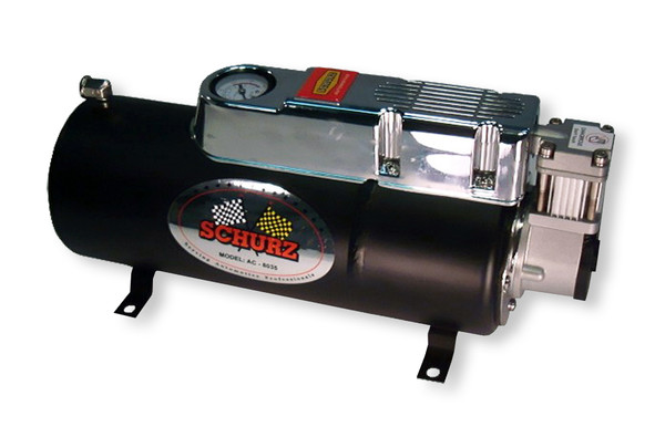 COMPRESSOR & TANK COMBO FOR TRAIN HORN.
INCLUDES BUILT-IN PRESSURE SWITCH AND AIR GAUGE