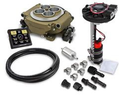 Fuel Injection System, Sniper Returnless, Drop-In Fuel Pump Module, Self-Tuning, Touch Screen, Wiring, Hardware, Gold, 4150 Flange/Spread Bore, Kit