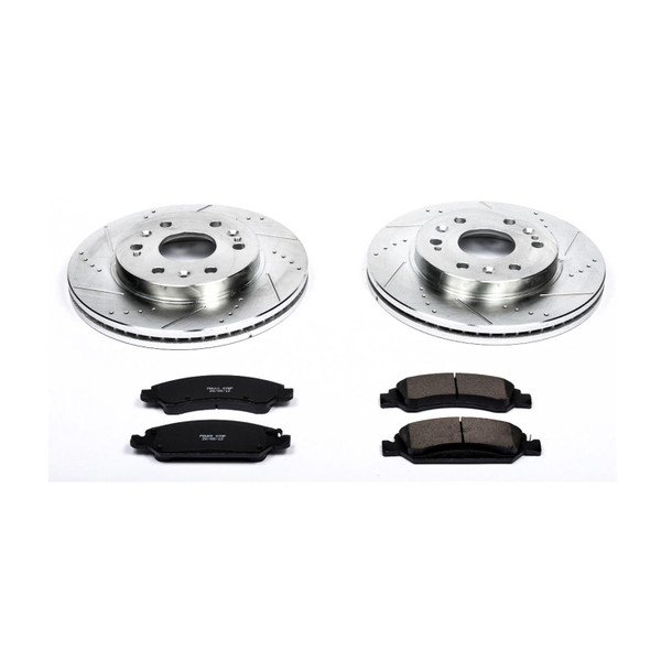 Brake Rotors/Pads, Cross-Drilled/Slotted, Iron, Zinc Dichromate Plated, Kit