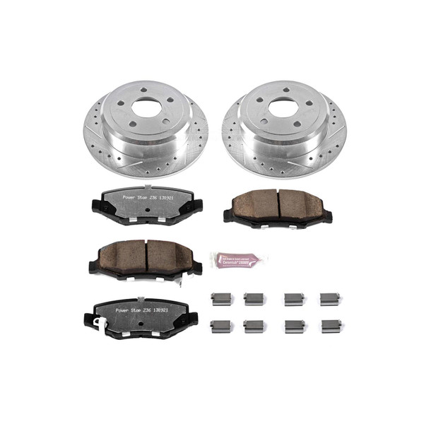 Brake Rotors/Pads, Iron, Drilled/Slotted, Zinc Plated, Carbon Ceramic Pads, Jeep, Rear, Kit