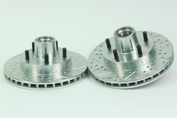 Brake Rotors, Cross-Drilled, Slotted, Iron, Zinc, Front, Buick, Chevy, Pontiac, Pontiac, Oldsmobile, Pair