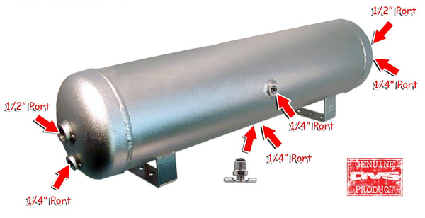 FREE DRAIN PORT FITTING !!
5-GALLON 6-PORT TANKS HAVE DUAL DRAIN PORTS, WHICH MEANS THAT THEY CAN BE MOUNTED ON A TRUNK FLOOR (LEGS DOWN) OR MOUNTED TO THE SIDE OF YOUR VEHICLE'S FRAME (LEGS TO THE SIDE).