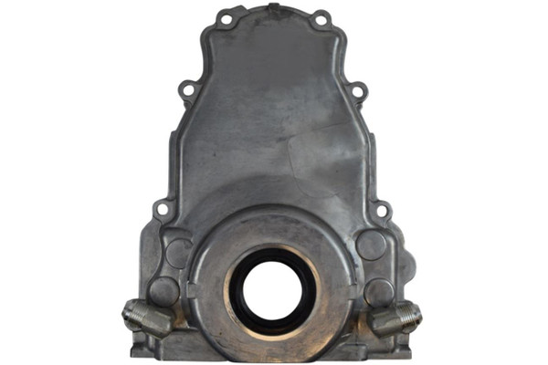 Engine Timing Cover, 1-Piece, Aluminum, Natural, -10 AN Oil Dain Return Fittings. GM LS Gen 3, Each