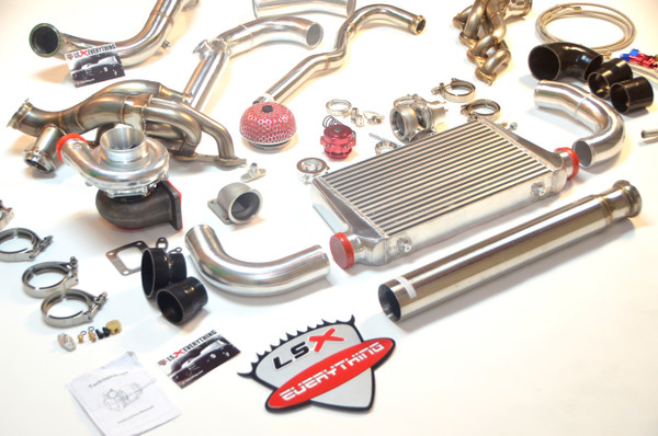 This is the turbo kit you have been looking for! 


Now you have the perfect option for your under powered Chevy/GMC Truck! Tired of not being able to get your dually out of its own way? Now you have the right option, and you don't need a Cummins to get it done and have that sound! LS Swap it and GO TURBO! Please note that for best results, you will want to use our Motor Mounts for your swap.


Perfect Fitment. Keeps All Stock Parts and Accessories. MAF Sensor Wires May Need to Be Cut and Extended.
The standard kit comes with a single Big T4 Turbo Provision, Supports 700-800 WHP. The standard turbo is most efficient up to 18psi, the ball bearing turbos are efficient up to 22-35 psi each, depending on which version you get (ball bearing vs. billet ball bearing).
60mm Vband WG and 50mm BOV Provision
2.5" Cross Pipe
3" Turbo Downpipe then Enlarged to 3.5" Exhaust Pipe  

For Larger Vortec V8 (5.3L, 6.0L) with Built Motor and Larger Turbo, This Kit Supports 700-800 WHP with the standard turbo. Expect more with the Turbo Upgrades and intercooler.  Don't forget to your fuel injector upgrade

 Includes:

-T76 Turbo, with Filter
-Turbo Headers + Cross Pipe (3 pieces)
-Downpipe (3 pieces)
-Dump Pipe (1 piece)
-Wastegate
-2.5'' Vband Clamp x2
-3'' Vband Clamp x3
-T4 Turbo Elbow Adapter x1
-Oil Line Kit

Product Info and Specs:

Manifold:
-Custom designed for 4.8/5.3/6.0. Keeps All Stock Parts and Accessories Stainless Steel 1.65" Runner Tube
-T4 Turbo Elbow Adapter. Flexible Fitment For Many Turbos.
-60mm Vband Wastegate Provision
-2.5" Cross Pipe with Vband Connections
-Comes with 60mm WG Dump Tube

Downpipe:
-2 pcs 3" Downpipe Connects to Turbo (Fits Turbo with 3" Vband Exhaust Outlet)
-3.5" Straight Exhaust Pipe

T4 Turbo and Wastegate:
-4" Air Inlet
-2.5" Compressed Air Outlet
-Wet Floating Bearings
-Standard T4 Flange
-76mm Wheel Compressor
-.81 A/R Turbine
-3" V-band Hot Side
-60 mm 12Psi V-Band Wastegate

Note:

Intercooler Kit Upgrade is available from the dropdown menu above. Please select your intercooler size, and it will be added to your turbo kit.

-Exhaust Pipe Is 3.5 Straight Pipe, It Does NOT Have Flange Welded, You Will Need To Fabricate the Rest of the Exhaust System.
-Off Road or Track Use ONLY, NOT for Street Use.