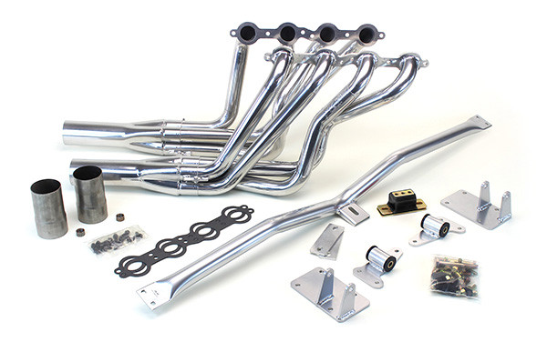 1973-77 A-Body LS Conversion Kit
This swap kit is for the 1973-1977 Chevelle, Monte Carlo, Laguna, Grand Am, Can Am, Le Mans & Cutlass. It was designed around our CTS-V oil pan kit. The frame brackets bolt into existing holes in the frame so you know the engine will have clearance for accessory drives, factory AC box, power brake booster, and aftermarket suspension components. Unlike others, our kit positions the engine so there is no steering interference and maintains the proper drive-line angle for smooth highway cruising. We offer a complete line of  headers that give unparalleled performance and ground clearance with sizes that are matched to your engine combo. These combined parts offer an easy, strong, and clean installation of your LS engine.