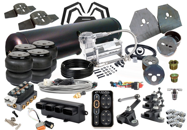 Get your C10 DOWN.....or UP with this complete kit that has everything you need to get your baby down! Front, Back and Side-to-Side allows more flexibility, control and overall functionality that will make having bags more enjoyable for you. Even more importantly, you will have AccuAir to monitor and maintain your desired ride height, Click on product description for all of the details!