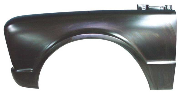 New reproduction front fender for the 1967 GM Fullsize Pickup & Suburban. Each fender is manufactured using high quality, heavy gauge steel and features, depending on application, correct as original body lines, braces, marker light holes, and antenna cut-out. These fenders arrive in a black EDP Coat finish and will require standard prep work prior to paint.