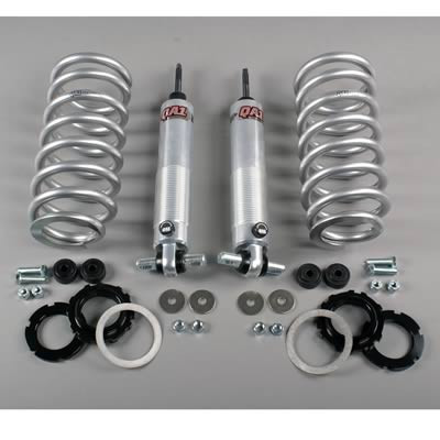 These QA1 Pro coil-over systems are engineered from the ground up to offer unmatched performance over stock suspension setups. Pro coil-over systems utilize adjustable and non-adjustable coil-over shocks and springs, designed specifically for replacing the factory shocks and springs. This combination offers ride height adjustment and variable position valving adjustment (where applicable) for performance not found in other kits. Choose these QA1 Pro coil-over systems for your next suspension upgrade.

Suspension Height Adjustment:0.0-2.0 in. lowered front
Coil-Over Kit Position:Front
Recommended Front-End Weight:1,701-1,800 lbs.
Shocks Included:Yes
Adjustable Valving:Yes
Internal Design:Twin-tube
Gas Charged:No
Number of Valving Selections:18
Extended Length (in):14.000 in.
Collapsed Length (in):10.130 in.
Threaded Adjustment Range:3.000 in.
Upper Mount:Stud
Lower Mount:Bar pin