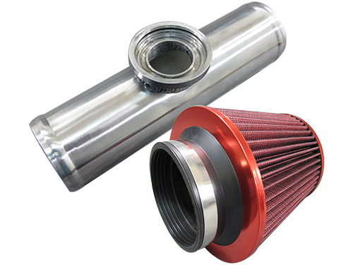 3" O.D. BOV FLANGE PIPE, Polished Aluminum, 9" long.

Air Filter, Height: 130mm, Width: 155mm, Neck: 76mm, Red.

Best Used On Turbocharged Motors, Compatible with HKS SSQV/SQV Blow Off Valves

Highlights:
- Mandrel Bent Polished Pipe.
- Aluminum Pipe with perfect thickness of balancing performance and durability.
- High flow air filter element, high grip design for perfect fitment.

Included:
- 1x 3.0" O.D. Aluminum Flange Pipe.
- 1x Air Filter.