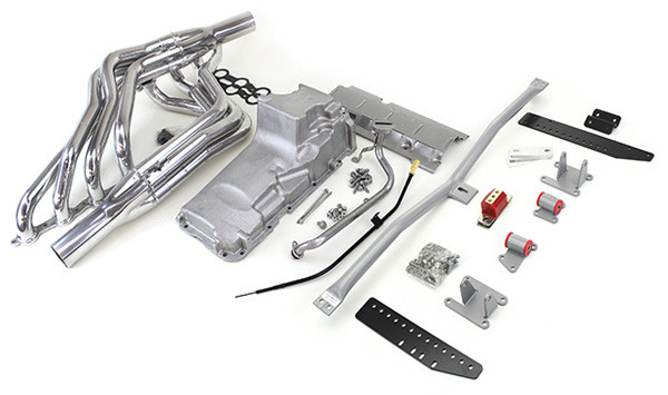 Hello LSx Guys! Get your G-Body on the road daily - get your project on the road with this swap kit!

1978-1987 G-body Malibu LS Conversion Kit

This swap kit is for (78-83) Malibu (78-87) El Camino & (81-87) Regal/Grand National. It was designed around our LH8 oil pan kit. The frame brackets bolt into existing holes in the frame so you know the engine will have clearance for accessory drives, factory AC box, power brake booster, and aftermarket suspension components. Unlike others, our kit positions the engine so there is no steering interference and maintains the proper drive-line angle for smooth highway cruising. We offer a complete line of Muscle Rods headers that give unparalleled performance and ground clearance with sizes that are matched to your engine combo. These combined parts offer an easy, strong, and clean installation of your LS engine. Shown here with optional headers.