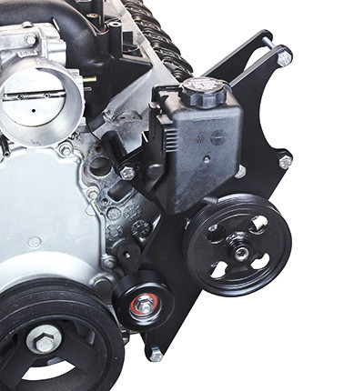 These front accessory drives are the perfect fit for any LS swap. They’re designed to use the original equipment balancer, water pump, alternator, pulleys and idlers for ease of getting replacement parts.

The brackets are machined aluminum and powder coated black for long lasting good looks.

The alternator and power steering bracket kit is available with or without a new power steering pump and reservoir, so you have an option to use an existing f-body pump. Short length for Corvette, CTS-V, and Pontiac G8.
