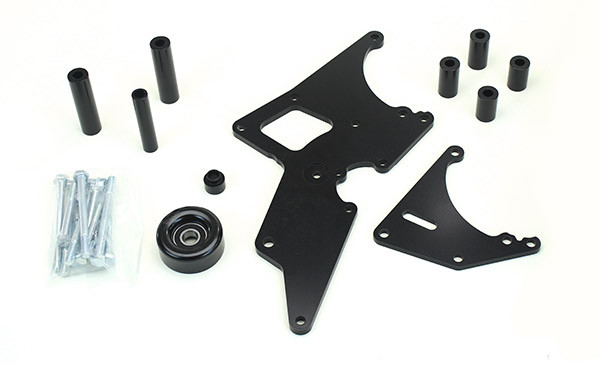 These Front accessory drives are the perfect fit for any LS swap. They’re designed to use original equipment balancer, waterpump, alternator, pulleys and idlers for ease of getting replacement parts. The brackets are machined aluminum and powder coated black for long lasting good looks. The alternator and powers steering bracket kit is available with or without a new power steering pump and reservoir, so you have an option to use an existing f-body pump. The AC kit comes with a Sanden style 7 piston compressor for excellent cooling. These drives are great to use with pull out engines since you can reuse a lot of the components that your engine came with. They all come in three different configurations since the LS engines were built with three different balancer and waterpump lengths. Short length for Corvette, CTS-V, and Pontiac G8. Medium length for 98-02 Camaro / Firebird and Pontiac GTO. Long length for Truck, SUV and 2010 up Camaro. These well thought out accessory drives help make your LS swap quick, easy and affordable.
