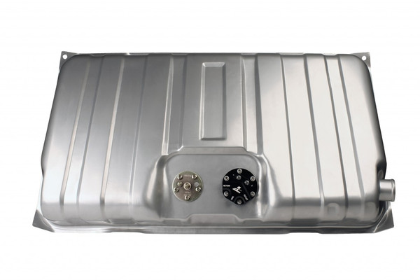 These Aeromotive fuel tanks feature an Aeromotive 340 Stealth electric fuel pump mounted to a billet aluminum, black anodized hanger assembly. The 340 Stealth electric fuel pumps boast an impressive 340 lph flow and use a turbine pump mechanism for increased durability and performance. These fuel tanks also features an innovative baffling/tray system to control fuel slosh and keep the 340 Stealth fuel pump submerged ensuring consistent pump performance even at low fuel levels and extreme driving conditions. The tanks include factory style sending unit that comes preinstalled, pre-pump filter sock, internal return line tubing, and three AN ORB ports--one for the feed line, one for the return line, and one for the vent. For extra protection, the tanks are silver powdercoated for maximum durability