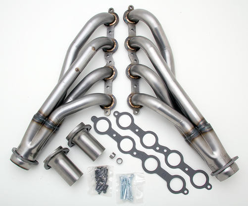These Headers are designed specifically for installing an LS engine into 1967-98 Chevy/GMC 1/2 Ton Trucks and SUVs (C10, C15, C1500, R10, R1500 trucks, Suburbans, Yukons and Tahoes), and are available in a variety of tube lengths and diameters. ALL MUSCLE RODS HEDDERS are available in uncoated mild steel, or with Hedman's original HTC or Husler's NEW BLACK MAXX Ceramic Coating. These headers will work with our LS Swap kits.

These headers are 1 3/4" mid length and uncoated.