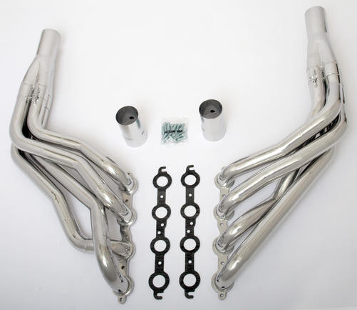 These Headers are designed specifically for installing an LS engine into 1967-98 Chevy/GMC 1/2 Ton Trucks and SUVs (C10, C15, C1500, R10, R1500 trucks, Suburbans, Yukons and Tahoes), and are available in a variety of tube lengths and diameters. These headers will work with our LS Swap kits.

These headers are 1 3/4" long tube and ceramic coated.

