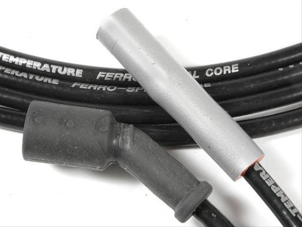 ACCEL Extreme 9000 Ceramic wires are the cure for burnt spark plug boots. Each wire is constructed of 8mm ultra-high temperature double silicone wire rated at 600°F that houses Ferro-Spiral core wire developed for performance use. The wires are finished with stainless steel spark plug terminals and ceramic spark plug boots that can withstand up to 2,000°F. ACCEL Extreme 9000 wires provide excellent energy delivery while providing the highest level of RFI/EMI suppression. ACCEL Extreme 9000 ceramic spark plug wire sets are ideal for custom engines, boats, and RVs and are great trackside accessories for when you need to make up a replacement wire. They're available straight or in right angle configurations.