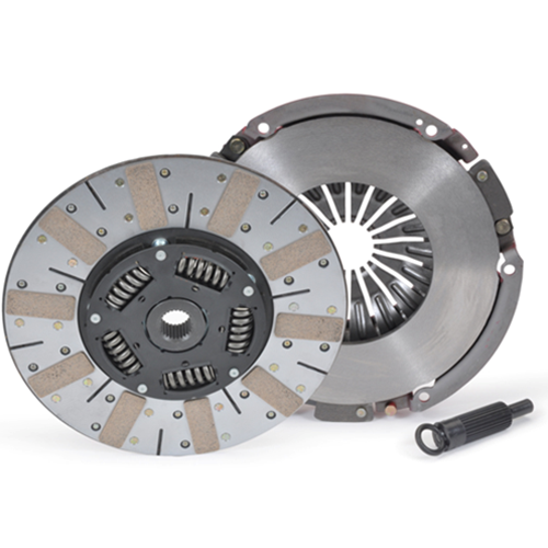 STREET & COMPETITION PERFORMANCE UP TO 650 HORSEPOWER!
Powergrip HD is a true street/strip competition clutch that can survive spirited street driving and roaring race weekends. The main difference between the HD and standard Powergrip is disc surface; both HD friction surfaces are sintered iron. Sintered iron provides enough slippage on launch to prevent the violent, uncontrollable engagement characteristics of metallic paddle-type discs.

Such firm, consistent engagement is easy to control yet expect some chatter from street applications with rear gearing under 3.73. The 8-spring hub features RAM poly-coil damper springs encased in polyurethane for greater load capacity and extended hub life. Units can handle three times the shock load of just the coil spring (standard in all RAM Competition Discs). Kit include disc, pressure plate, alignment tool, and release bearing.

Applications: LS1, LS2, LS3, LS6, and LS7

12" Diameter
1-1/8" x 26-Spline
