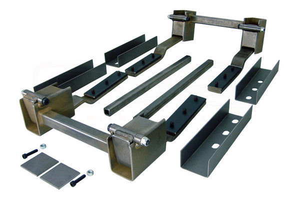 Hiding your hinges? Suiciding your doors? Made only from high quality steel, Rocky Hinge Kits feature a fully bushed one piece swing arm with 3/8" ground shoulder bolt hinge pin. This combination ensures reliability and strength. Our hinge kits are pre-aligned and pre-welded to 1" sq. tubing making the installation process faster and easier. All hinge kits come complete with mounting hardware, recess pockets for two doors, extra bracing, and installation instructions.
