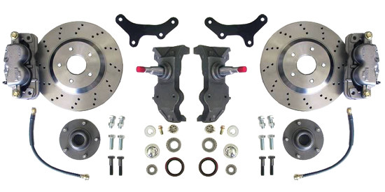 Upgrade the look and feel of your 67-69 Camaro or Firebird with an altitude and attitude adjustment!

13" Cross-Drilled rotor kit, 2" drop spindles and all of the hardware to install it. This kit requires the use of a minimum of a 17" wheel.

Order yours and get your hot pony car stopping on a dime today!
