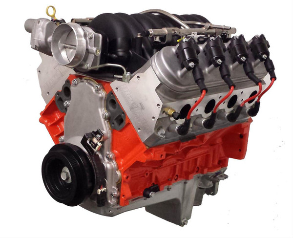 Engine Assembly Style: Long block
Crate Engine Cylinder Head Material: Aluminum
Assembled: Yes
Engine Balance: Internal
Intake Manifold Included: Yes
Cylinder Heads Included: Yes
Carburetor Included: No
Throttle Body Included: Yes
Distributor Included: No
Oil Pan Included: Yes
Valve Covers Included: Yes
Timing Cover Included: Yes
Water Pump Included: No
Harmonic Balancer Included: Yes
Flexplate Included: No
Flywheel Included: No
Air Cleaner Included: No
Spark Plugs Included: Yes
Spark Plug Wires Included: Yes
Computer Included: Yes
Wiring Harness Included: Yes
Rear Main Seal Style: 1-piece
Quantity: Sold individually.
Notes: Features 58X reluctor ring, cam sensor in the back of the block. Drive-by-wire throttle body. includes matching throttle pedal.