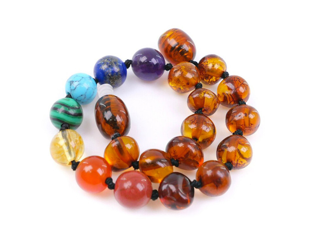 Genuine Baltic amber teething bracelet chakra beads for toddler