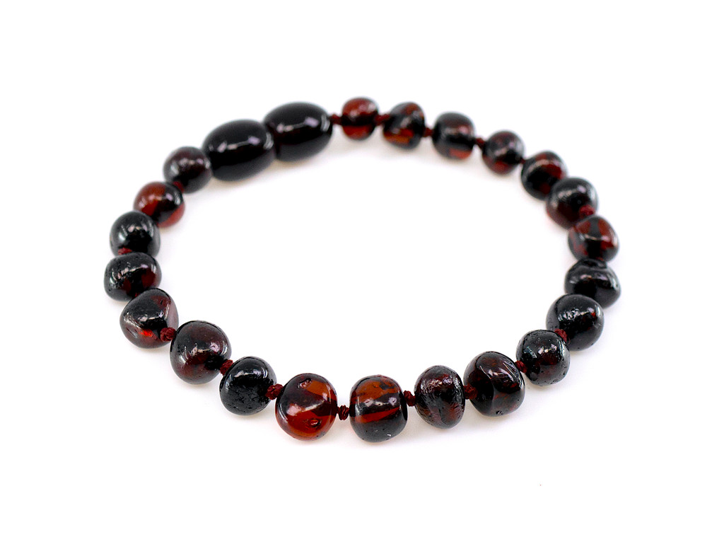Eco-friendly amber teething bracelet or anklet handmade from natural Baltic amber 