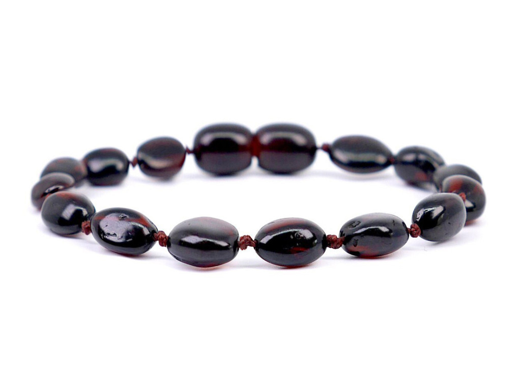 Dark cherry red amber teething bracelet or anklet shop UK & Ireland