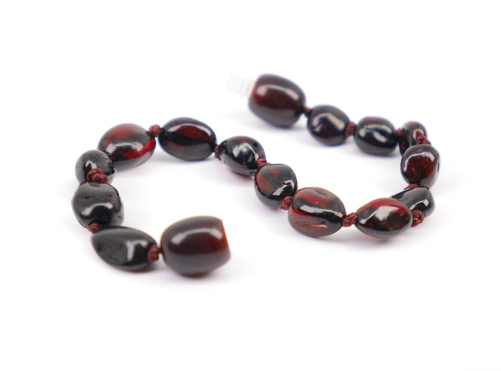 Dark cherry red amber teething bracelet