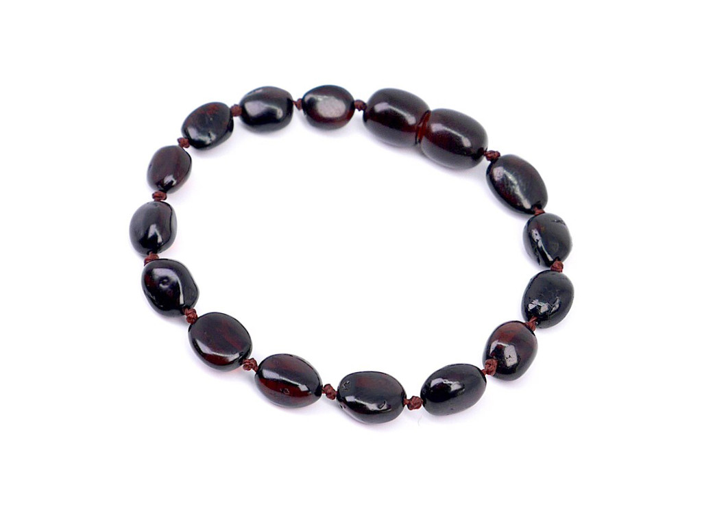 Genuine dark cherry polished amber teething bracelet – UK and Ireland 