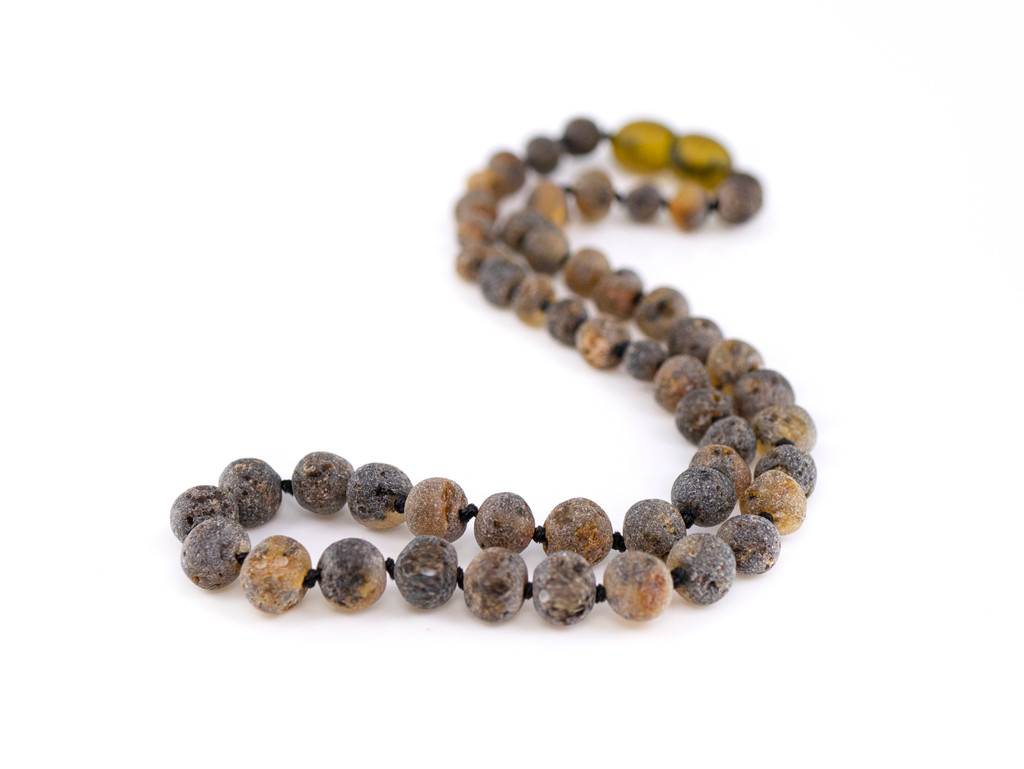 Raw grey amber teething necklace