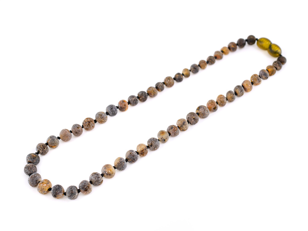 Raw grey amber teething necklace