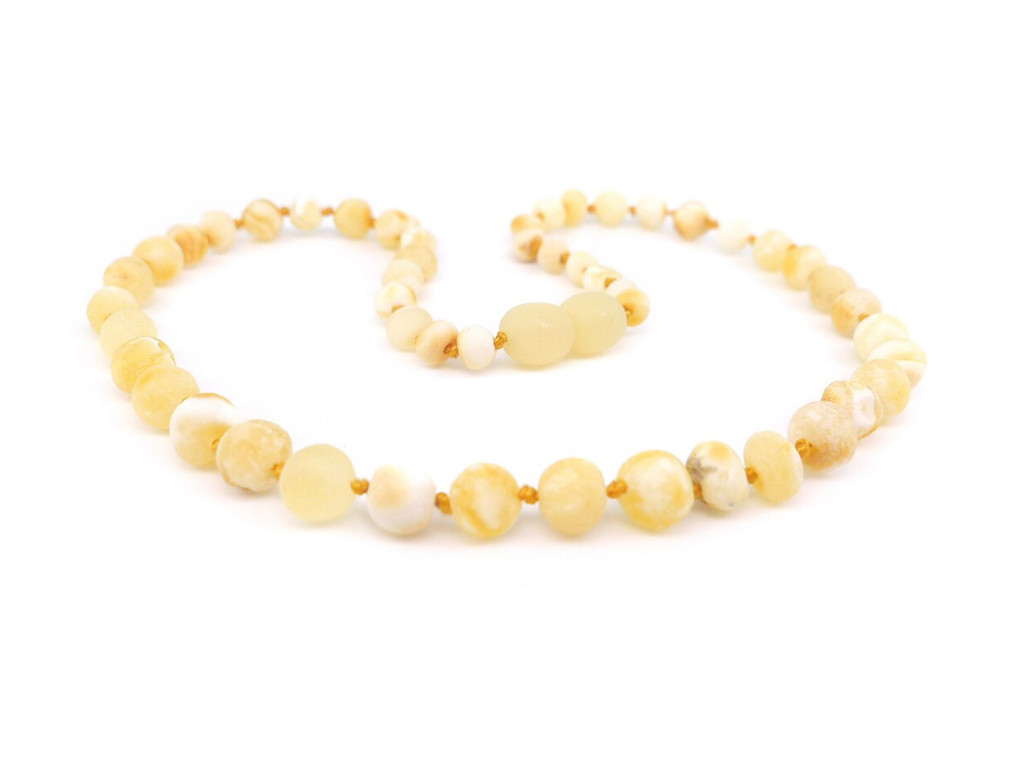 Certified genuine Baltic amber teething necklace with raw butterscotch baroque bead design 