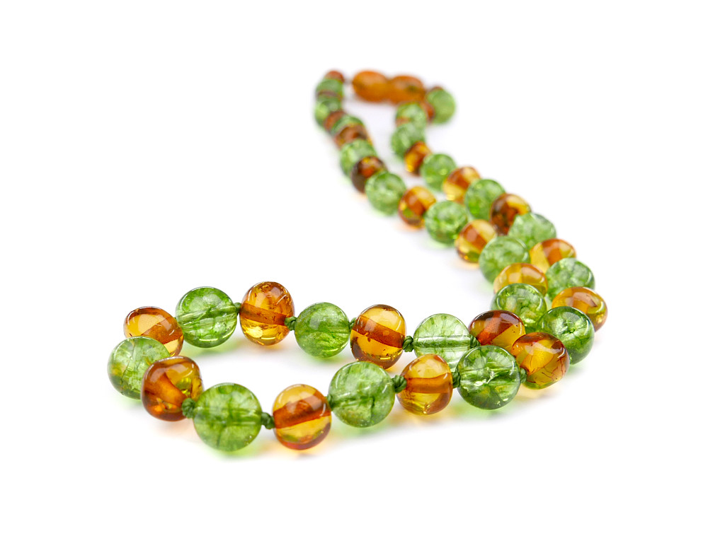Peridot amber teething necklace
