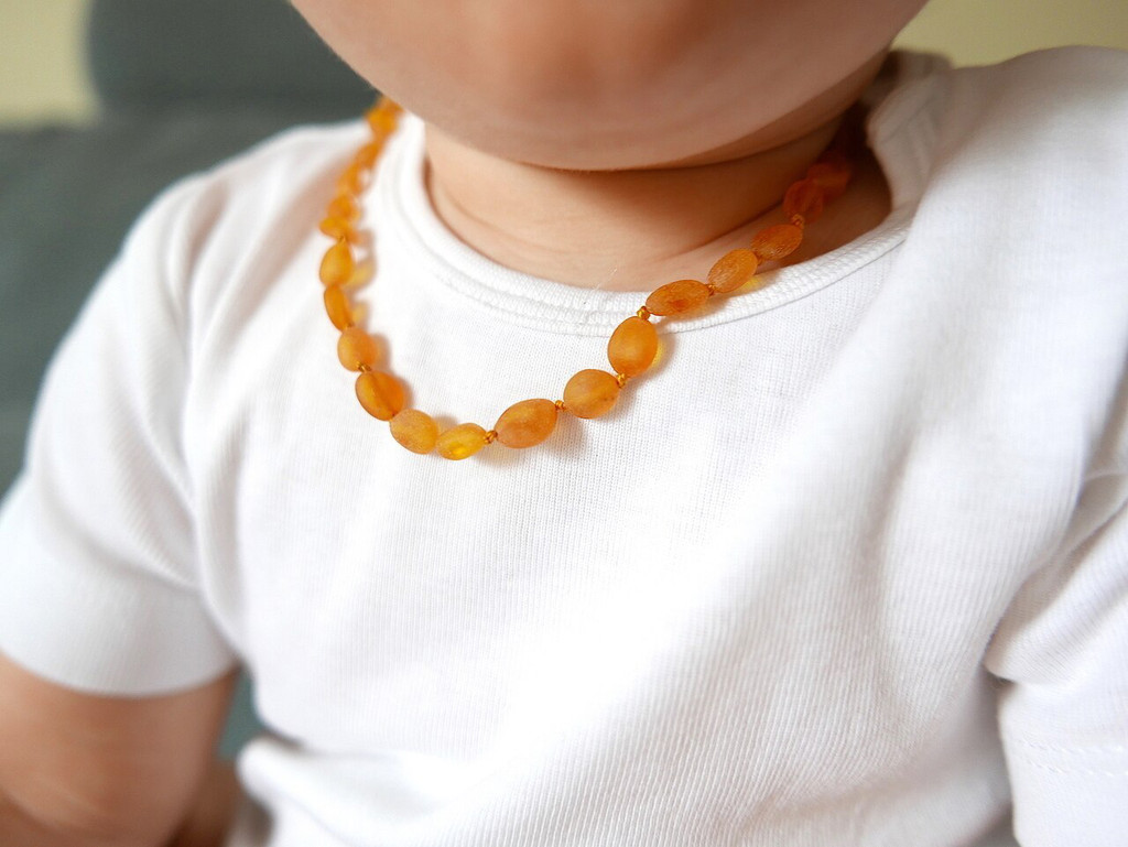 Raw unworked beads amber teething necklace for babies