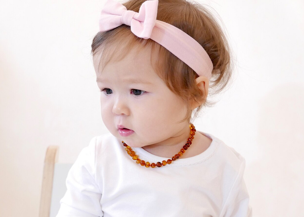 Cognac amber teething necklace