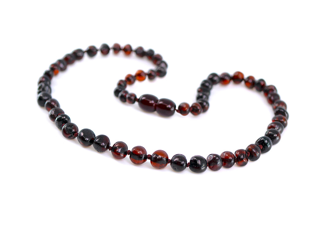 Dark cherry / black amber teething necklace