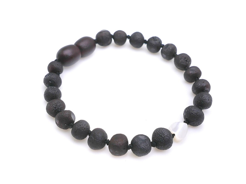 Children’s dark cherry amber teething bracelet or anklet 