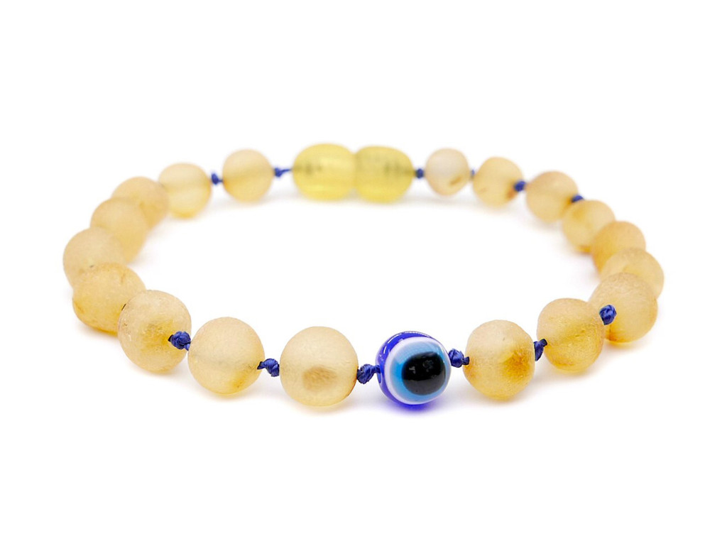 Raw unpolished amber teething bracelet for 3 month old baby