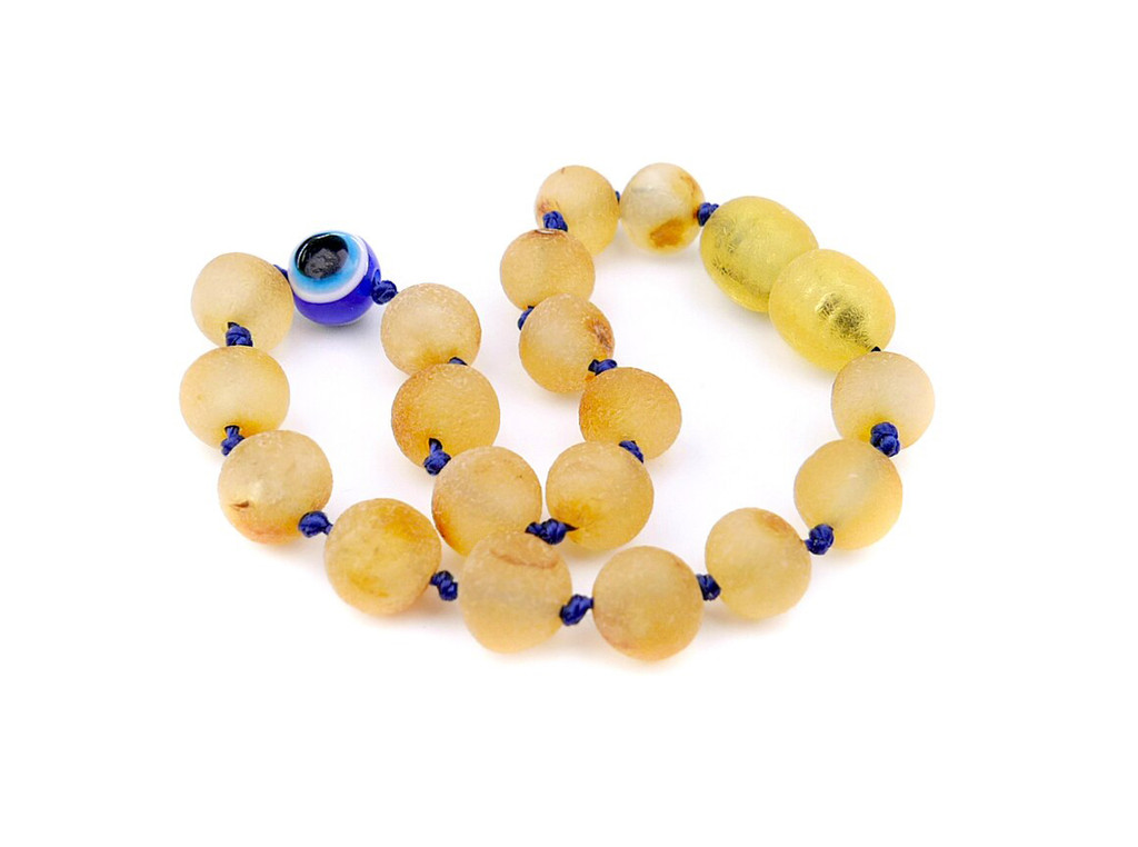 Evil Eye raw Baltic amber bracelet – handcrafted genuine amber jewellery for children in Manchester, London & Dublin