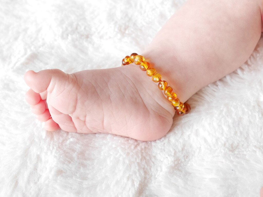 Honey baroque beads amber teething anklet - United Kingdom, Ireland & Northern Ireland