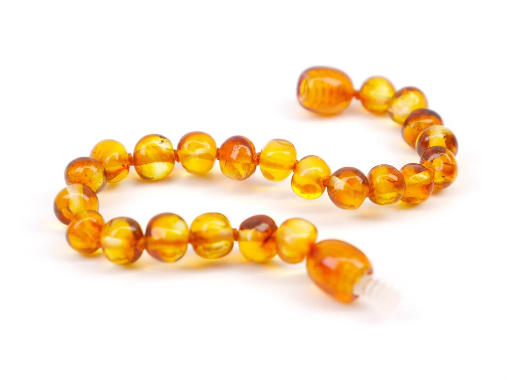 Amber teething bracelet or anklet honey baroque beads baby, infant, newborn, toddler