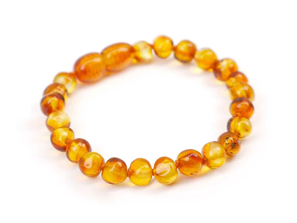 Honey baroque amber teething bracelet or anklet for baby