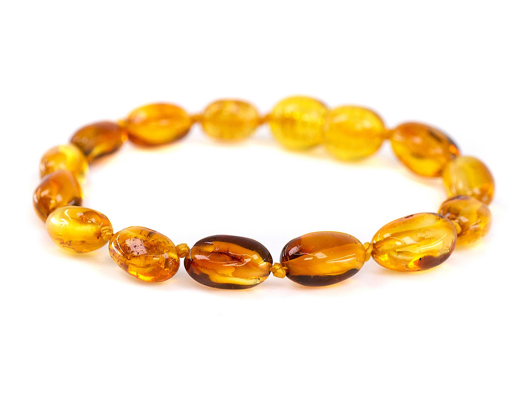 Honey beads genuine Baltic amber teething bracelet or anklet – handmade natural jewellery UK & Ireland 