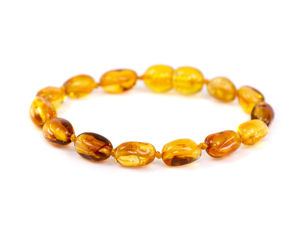Honey Baltic amber bracelet for teething – handcrafted genuine amber jewellery