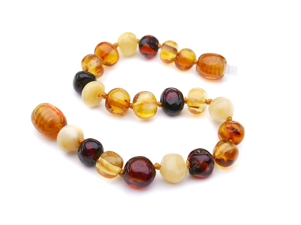 Multi coloured amber teething bracelet or anklet for newborn. Manchester & Birmingham