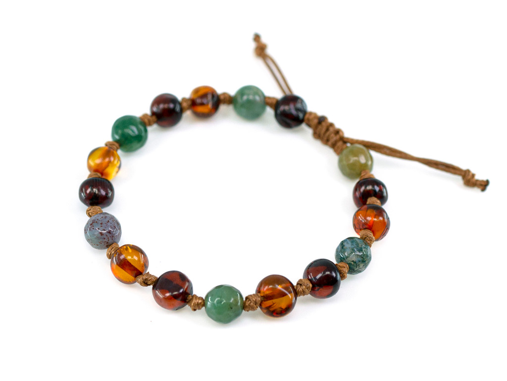 Adjustable personalised amber teething bracelet or anklet for boys and girls