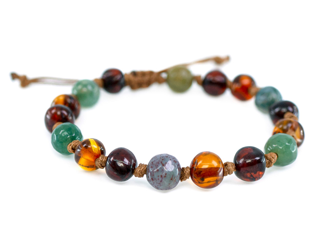 Adjustable amber teething bracelet or anklet with certificate