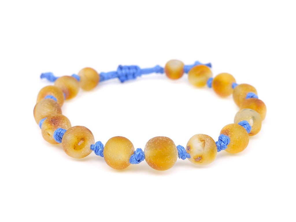 Adjustable amber teething bracelet. Adaptable and flexible. 