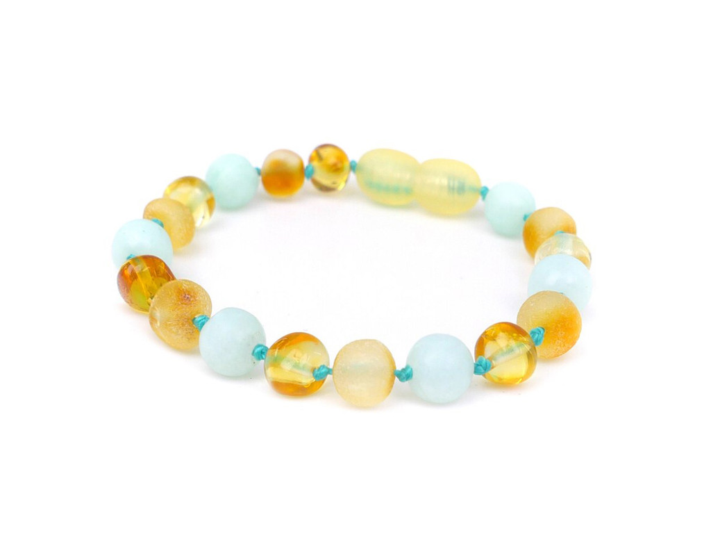 Kids amazonite amber teething anklet for 4 month old